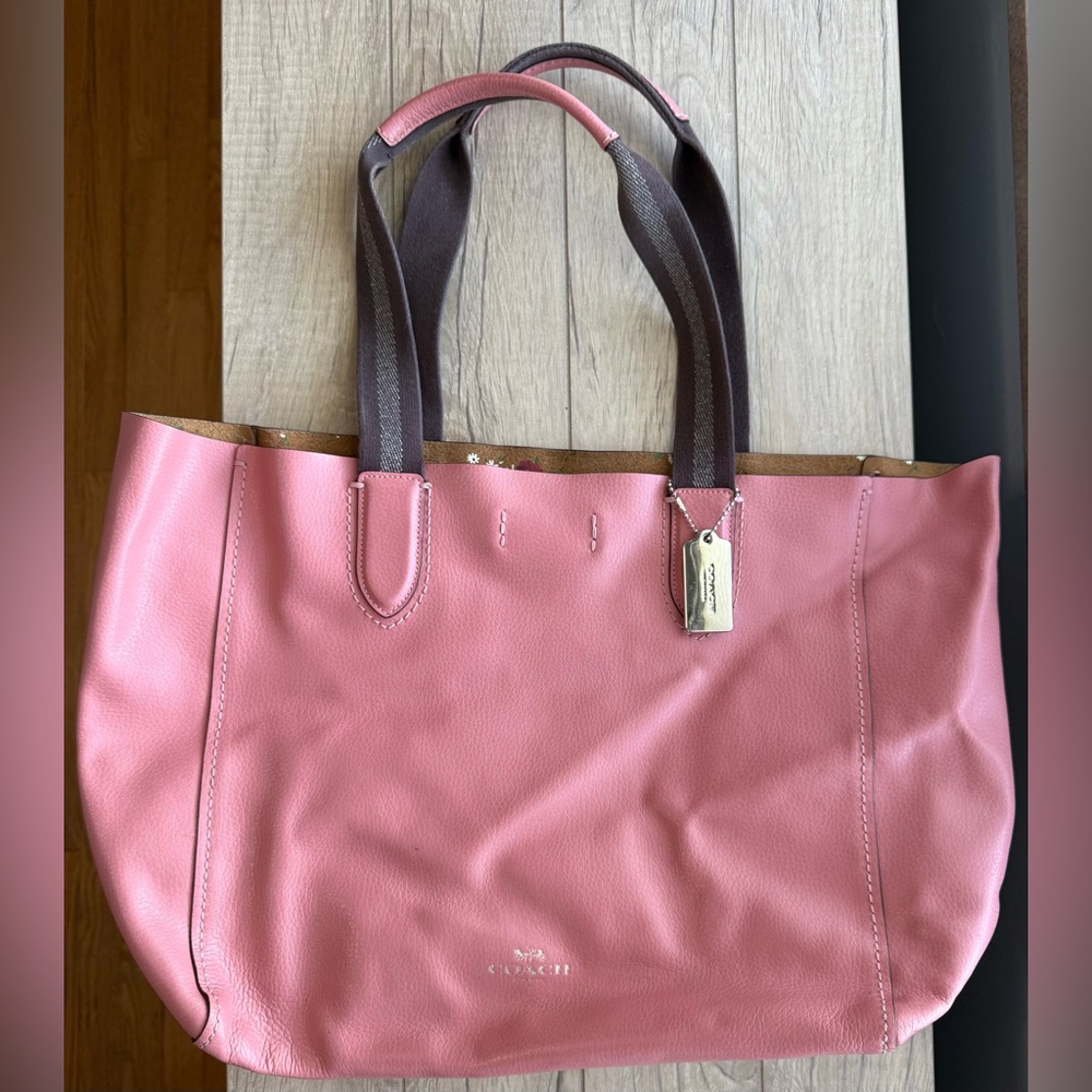 Coach Pink Carry All Tote Bag with Floral PatchStory Inside